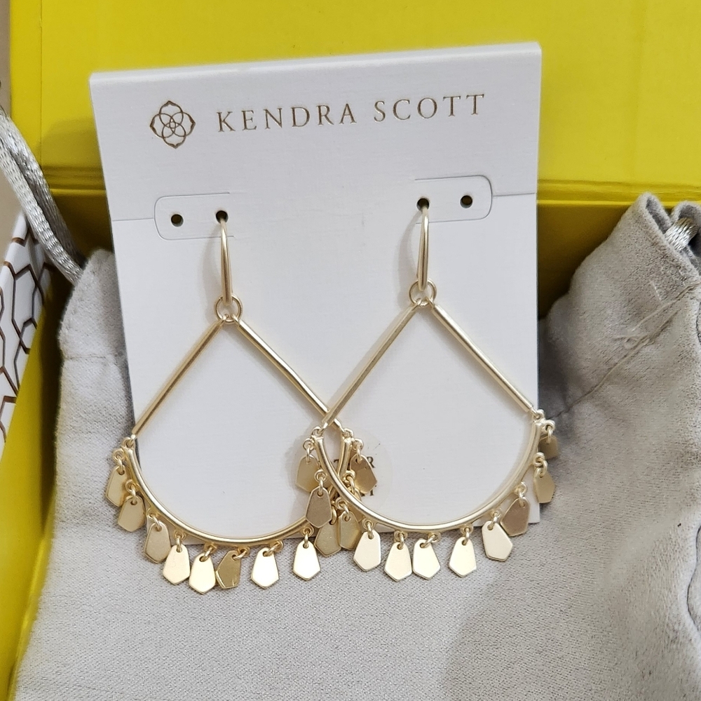 Kendra Scott Sydney Charm Drop Earrings Gold NWT